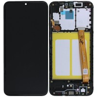  LCD displejs (ekrāns) Samsung A202 A20e with touch screen un frame oriģināls Black (service pack) 